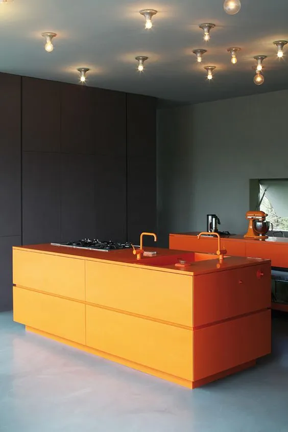 11411 gray cabinets orange accents
