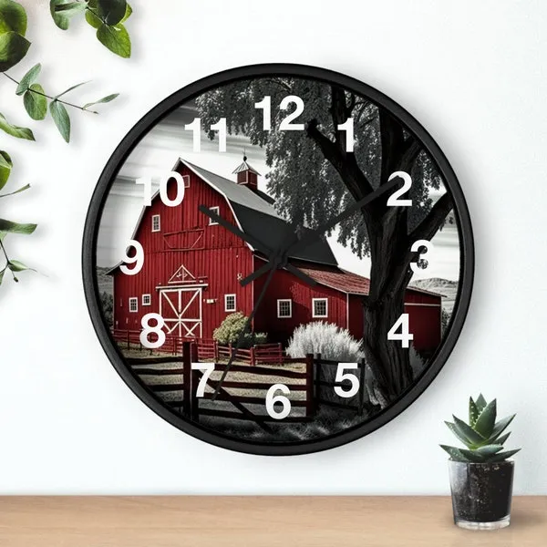 11419 red kitchen clock decor example