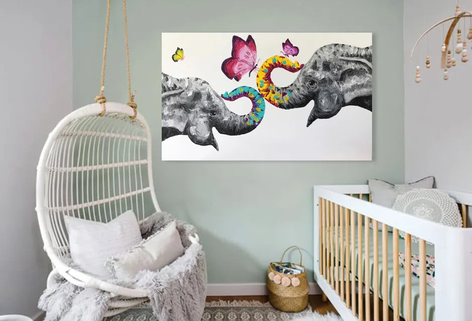 11540 elephant themed wall decor